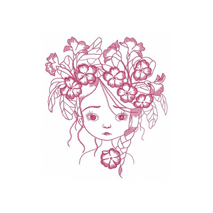 Girl with beautiful wreath embroidery design - Embroidery Design