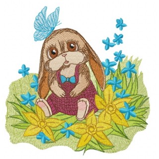 Funny bunny in romper embroidery design - Embroidery Design