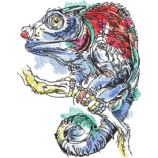 Lizard on tree branch embroidery design - Embroidery Design