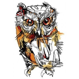 Wild owl autumn sletch style embroidery design - Embroidery Design