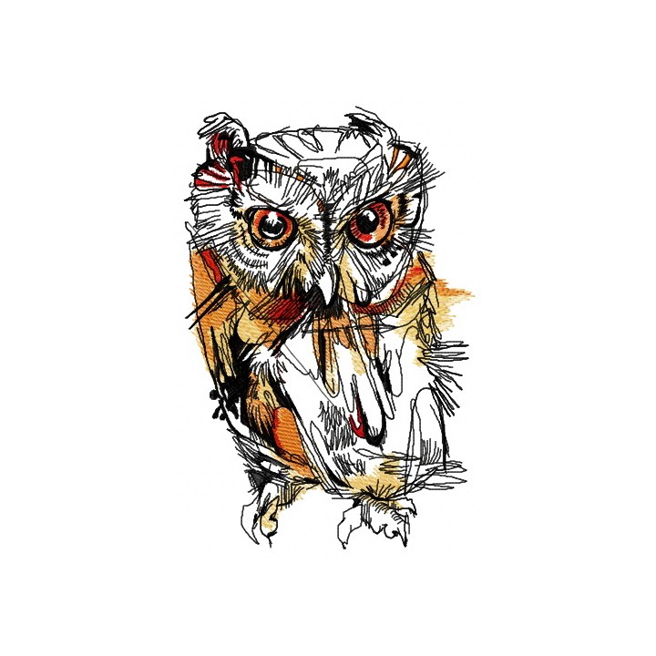 Wild owl autumn sletch style embroidery design - Embroidery Design