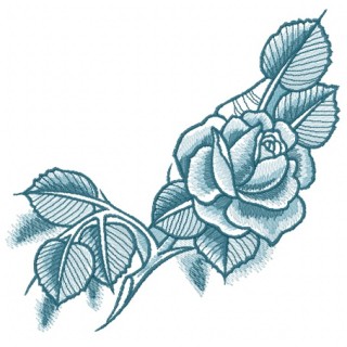 Blue rose with shadow embroidery design - Embroidery Design