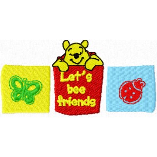 Winnie Pooh Let's bee friends embroidery design - Embroidery Design