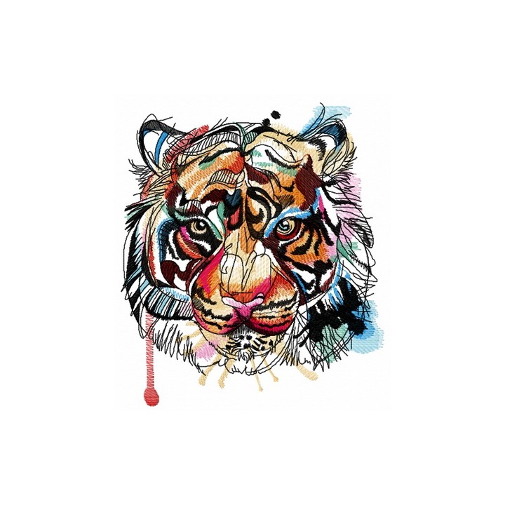 Bloody tiger muzzle embroidery design - Embroidery Design