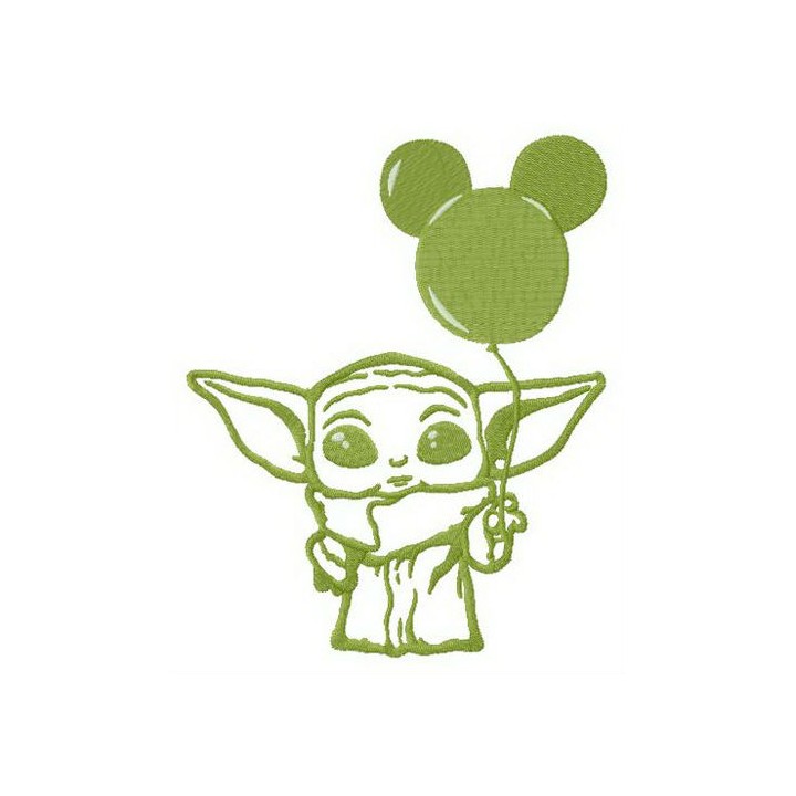 Yoda with balloon embroidery design - Embroidery Design