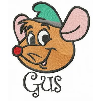 Gus embroidery design featuring the charming character from Cinderella, ready for your next stitching project.