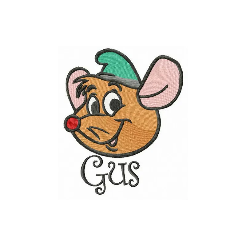 Gus embroidery design featuring the charming character from Cinderella, ready for your next stitching project.