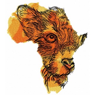 Lioness African map embroidery design - Embroidery Design