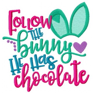 Follow the bunny. He has chocolate embroidery design - Embroidery Design