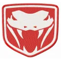 Dodge Viper Fangs embroidery design featuring sharp fang motifs, perfect for stitching on jackets or caps.