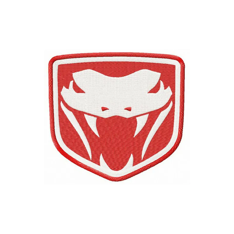Dodge Viper Fangs embroidery design featuring sharp fang motifs, perfect for stitching on jackets or caps.