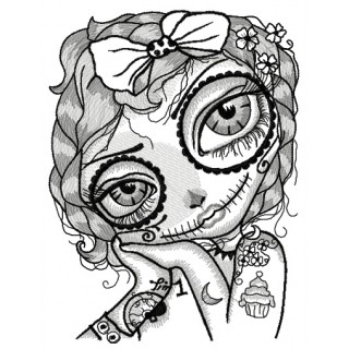 Dead girl with cupcake tattoo embroidery design - Embroidery Design