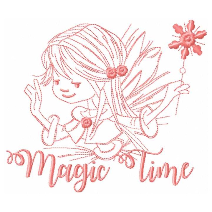 Fairy magic time embroidery design - Embroidery Design