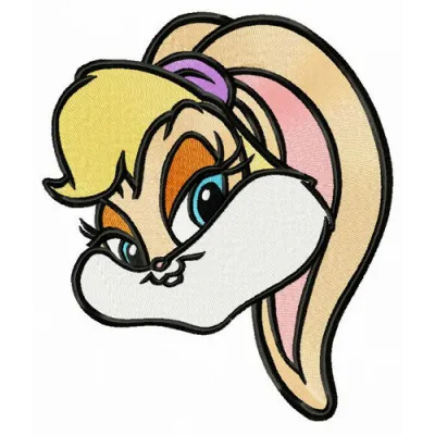Lola Bunny head embroidery design showcasing a playful and vibrant character from Looney Tunes.