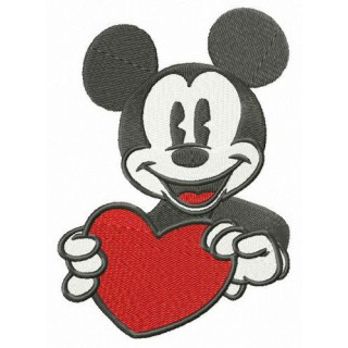 Mickey Mouse with heart card embroidery design - Embroidery Design