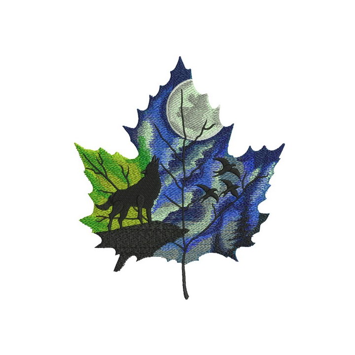 Autumn leaf maple leaf embroidery design - Embroidery Design