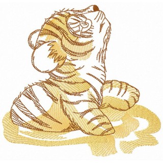 Little tiger in mud embroidery design - Embroidery Design