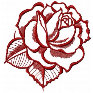 Dark red rose embroidery design - Embroidery Design