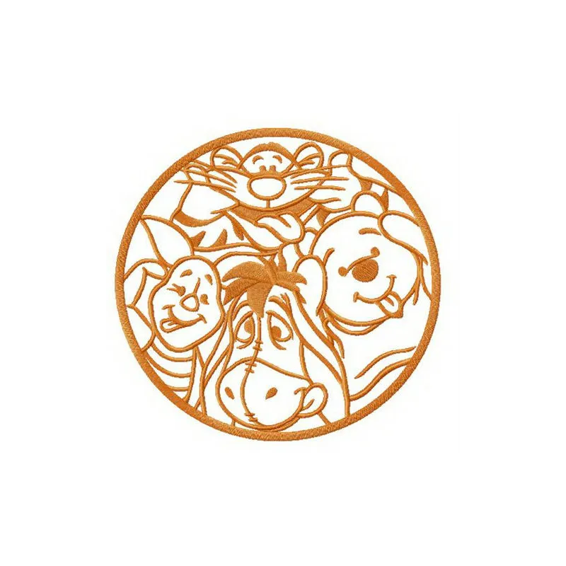 Preview of Christopher Robin's friends embroidery design featuring Tigger, Eeyore, Piglet, and Heffalump.