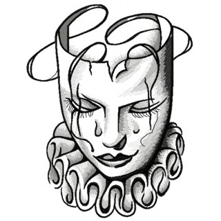 Sad Arlekin mask embroidery design - Embroidery Design