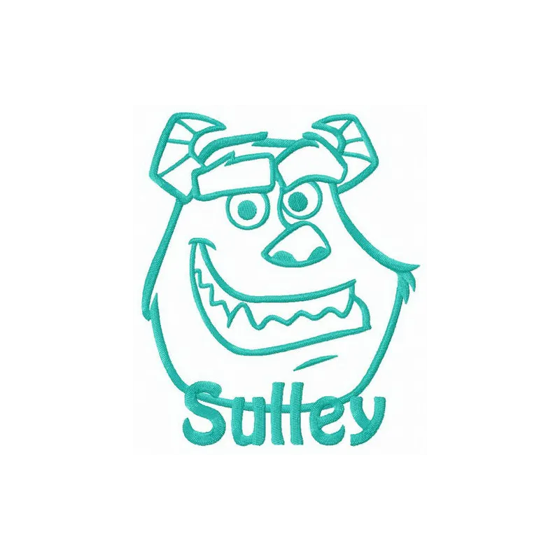 Preview of the Monster Sulley embroidery design from the Monster Inc collection, showcasing vibrant details and playful char…