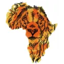 Preview of an African lion embroidery design showcasing intricate details and vibrant patterns for stitching.