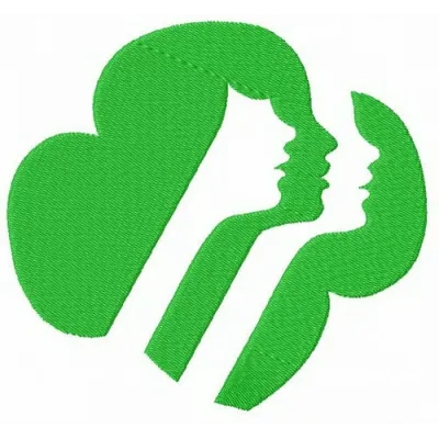 Girl Scouts of the USA logo embroidery design displayed on a fabric, showcasing intricate stitching details.