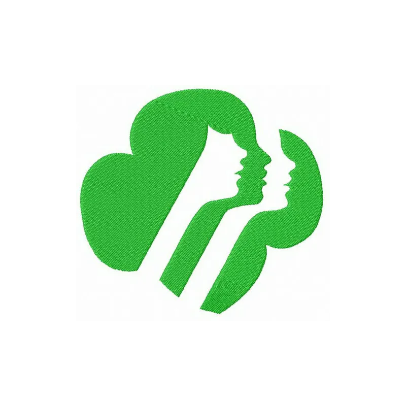 Girl Scouts of the USA logo embroidery design displayed on a fabric, showcasing intricate stitching details.