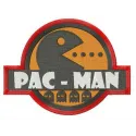 Pac-Man badge embroidery design featuring the iconic character, perfect for stitching on caps or hoodies.