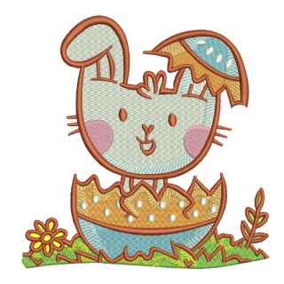 Bunny hiding in egg embroidery design - Embroidery Design
