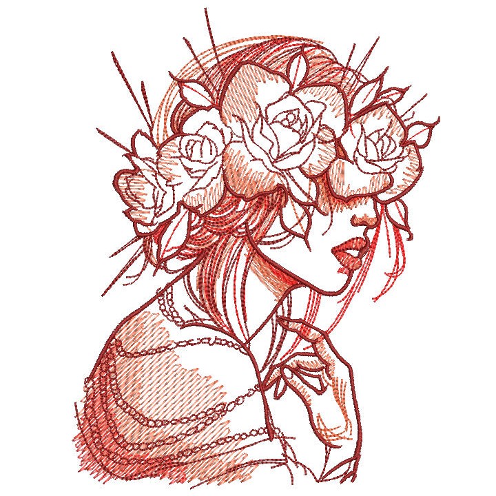 Rose wreath embroidery design - Embroidery Design