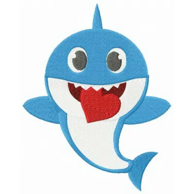 Daddy shark embroidery design featuring a playful shark motif, perfect for children's clothing and accessories.