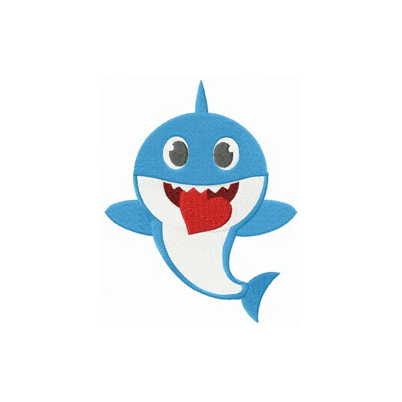Daddy shark embroidery design featuring a playful shark motif, perfect for children's clothing and accessories.