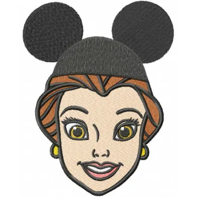 Belle Mickey team embroidery design featuring a whimsical blend of Beauty and the Beast elements for creative stitching.