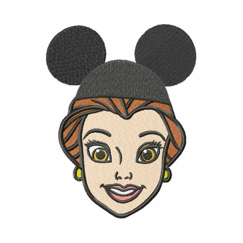 Belle Mickey team embroidery design featuring a whimsical blend of Beauty and the Beast elements for creative stitching.