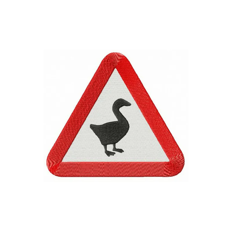 Embroidery design preview of an alternative logo inspired by Untitled Goose Game for creative stitching projects.