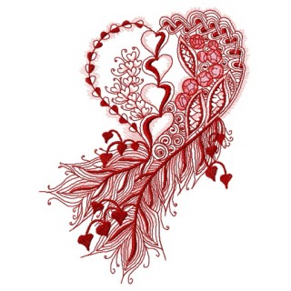 Feathered heart embroidery design - Embroidery Design