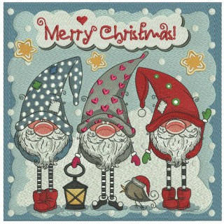 Christmas gnomes embroidery design - Embroidery Design