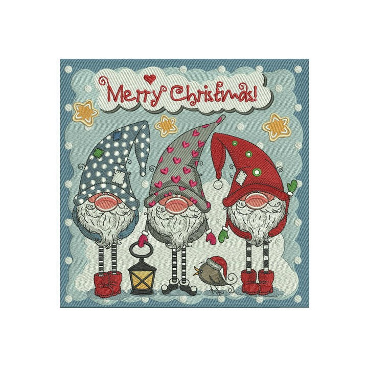 Christmas gnomes embroidery design - Embroidery Design