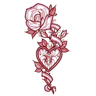 Rose and locked heart embroidery design - Embroidery Design
