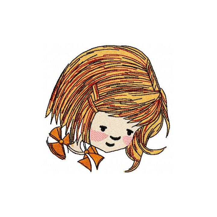 Cute red hair girl embroidery design - Embroidery Design