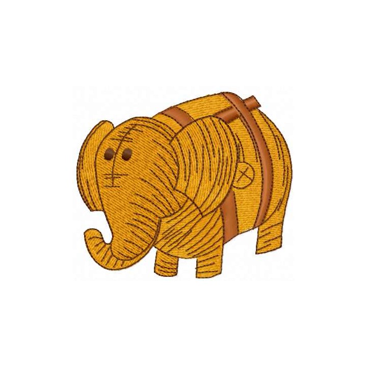 Wooden toy elephant embroidery design - Embroidery Design