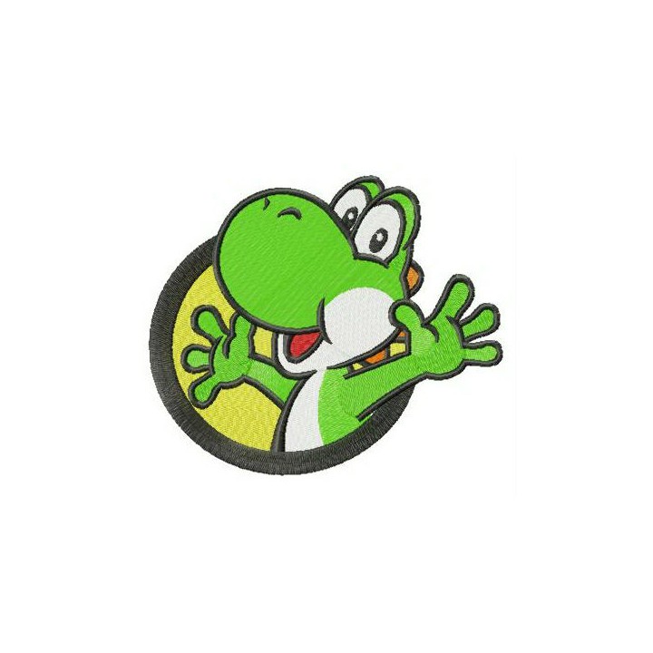 Happy Yoshi badge embroidery design - Embroidery Design
