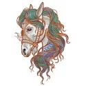 Colorful mane embroidery design showcasing vibrant stitching patterns for horse-themed projects.