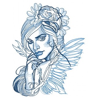 Wounded fairy embroidery design - Embroidery Design