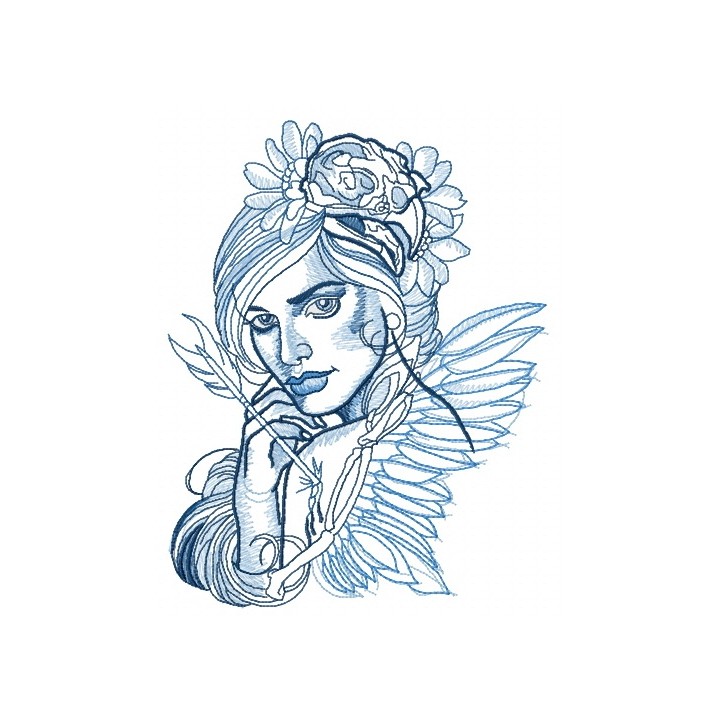 Wounded fairy embroidery design - Embroidery Design