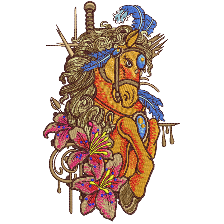 Gorgeous circus horse embroidery design - Embroidery Design