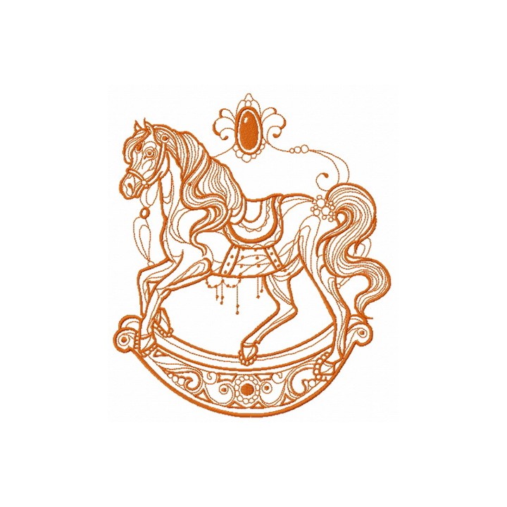 Vintage rocking horse embroidery design - Embroidery Design