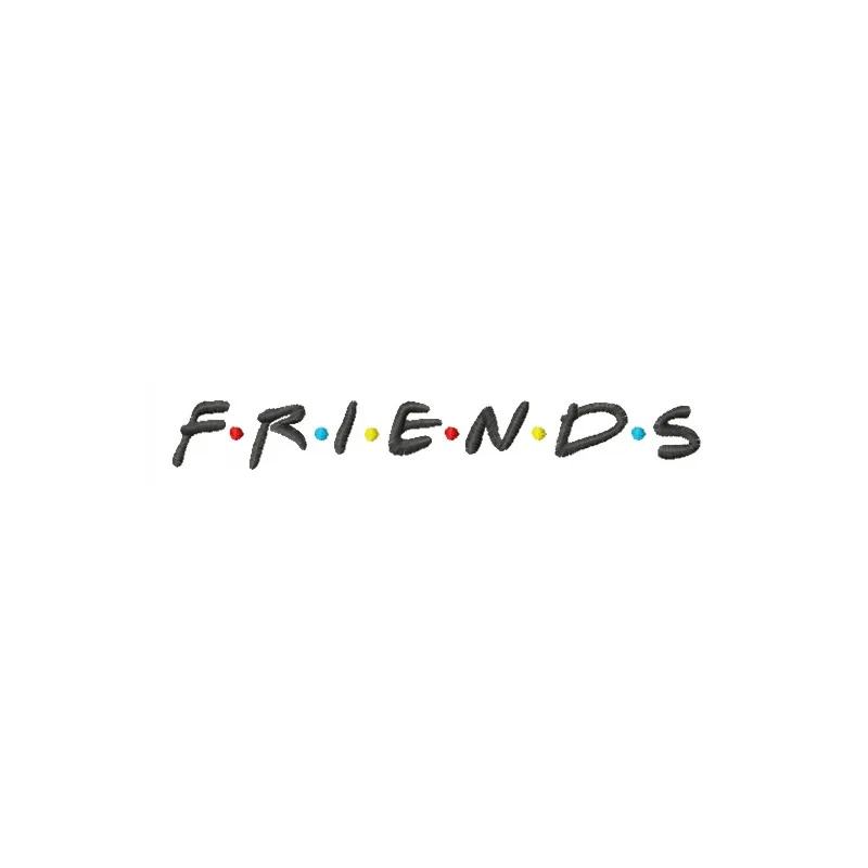 Friends logo embroidery design featuring iconic lettering, ideal for stitching on t-shirts or hoodies.