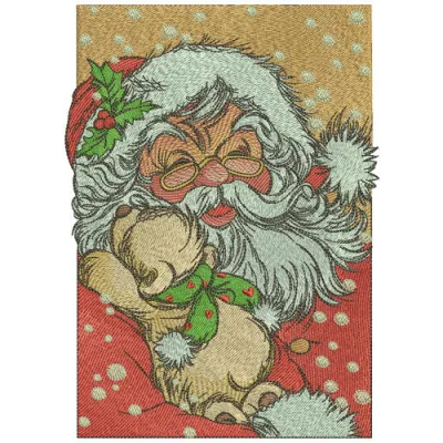 Preview of Old Kind Santa embroidery design featuring a cheerful Santa Claus ready for stitching on holiday projects.